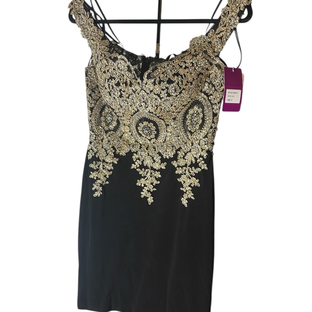 Elegant Black and Gold Mini Dress